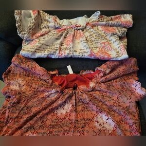 Elegant Lace Blouse Duo - Pink and Cream